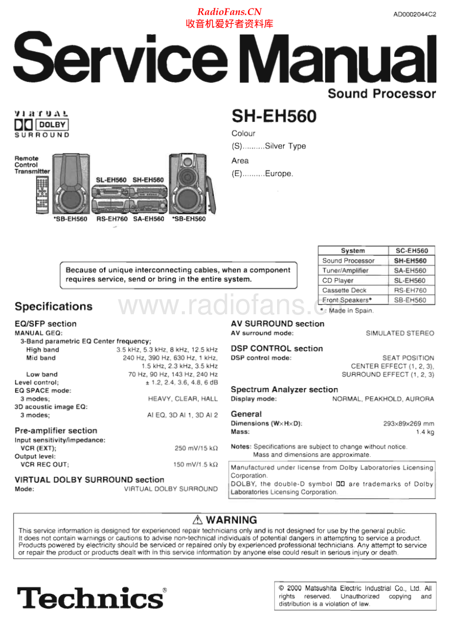 Technics-SHEH560-sp-sm 维修电路原理图.pdf_第1页