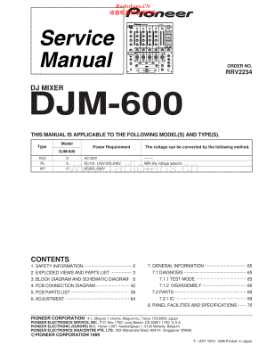 Pioneer-DJM600-mix-sm 维修电路原理图.pdf