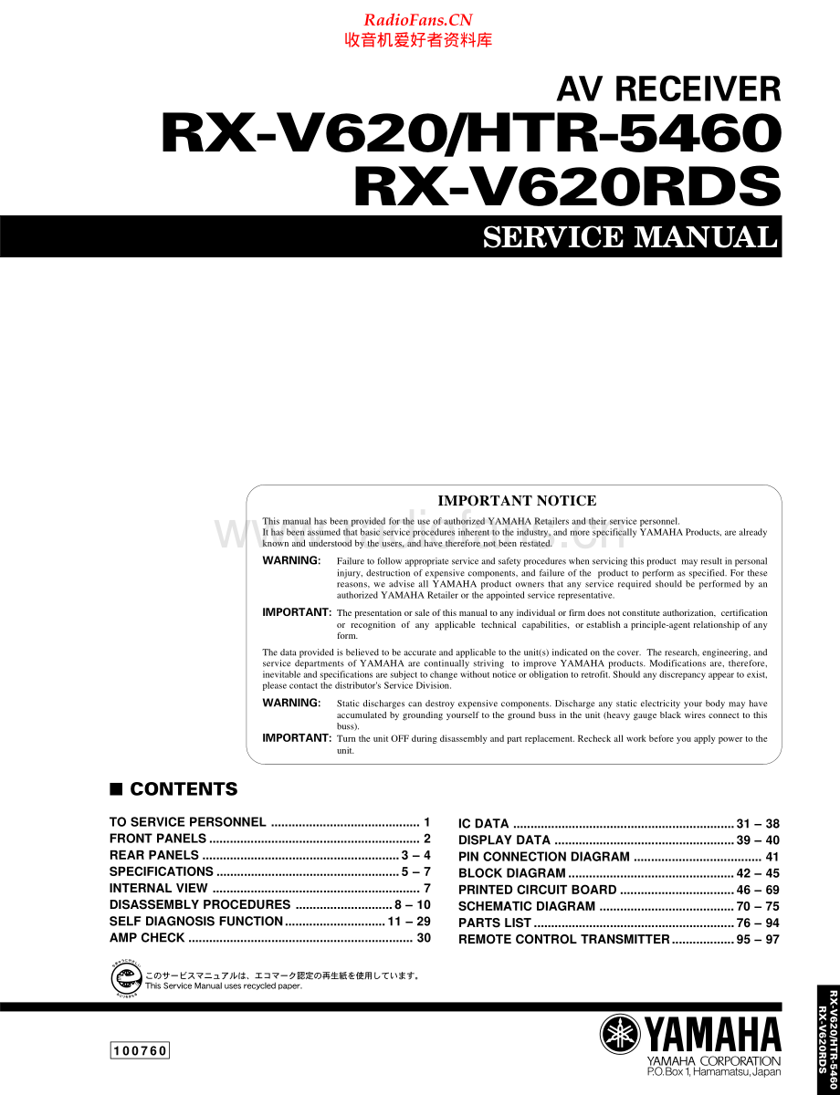 Yamaha-HTR5460-avr-sm 维修电路原理图.pdf_第1页