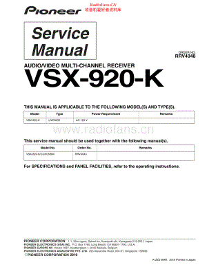 Pioneer-VSX920K-avr-sm 维修电路原理图.pdf