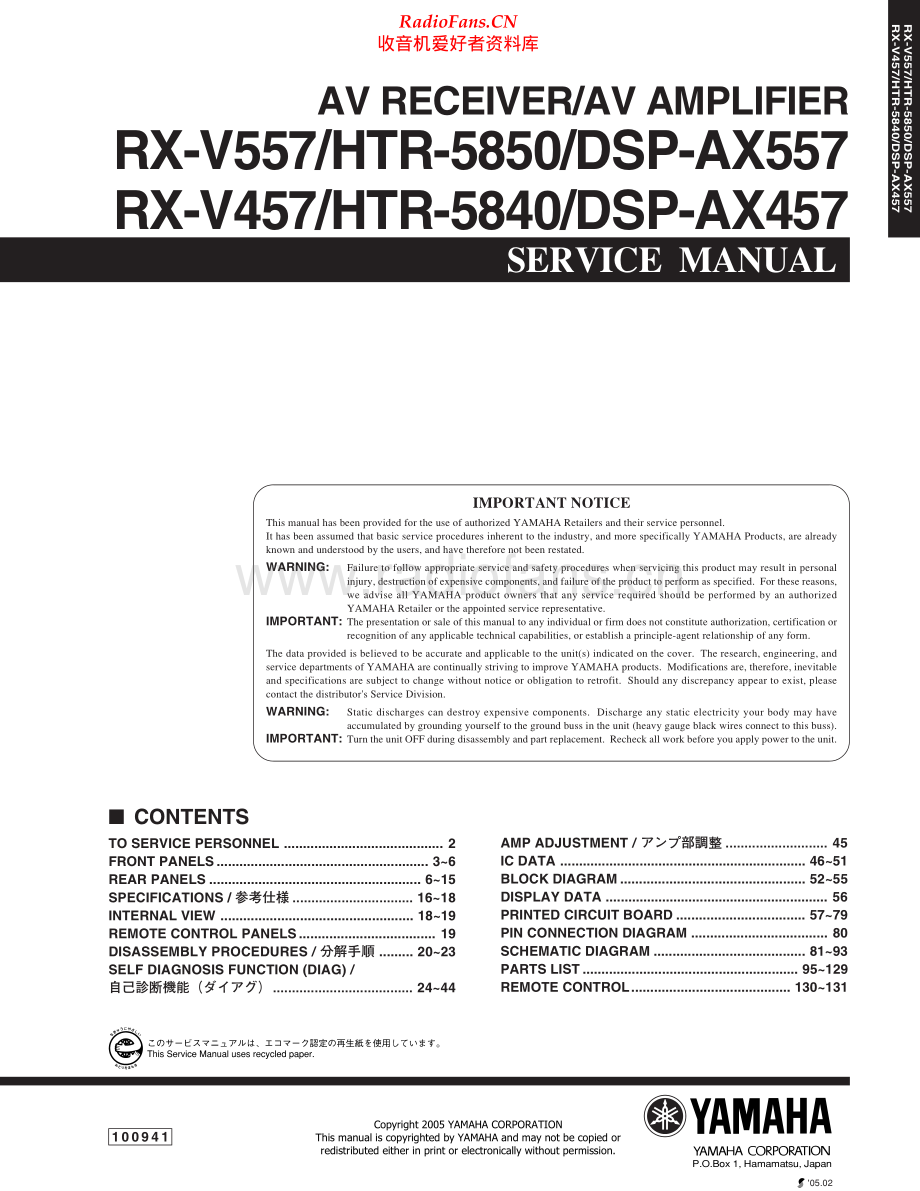 Yamaha-HTR5850-avr-sm 维修电路原理图.pdf_第1页