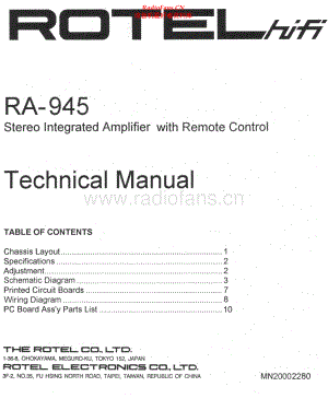 Rotel-RA945-int-sm 维修电路原理图.pdf