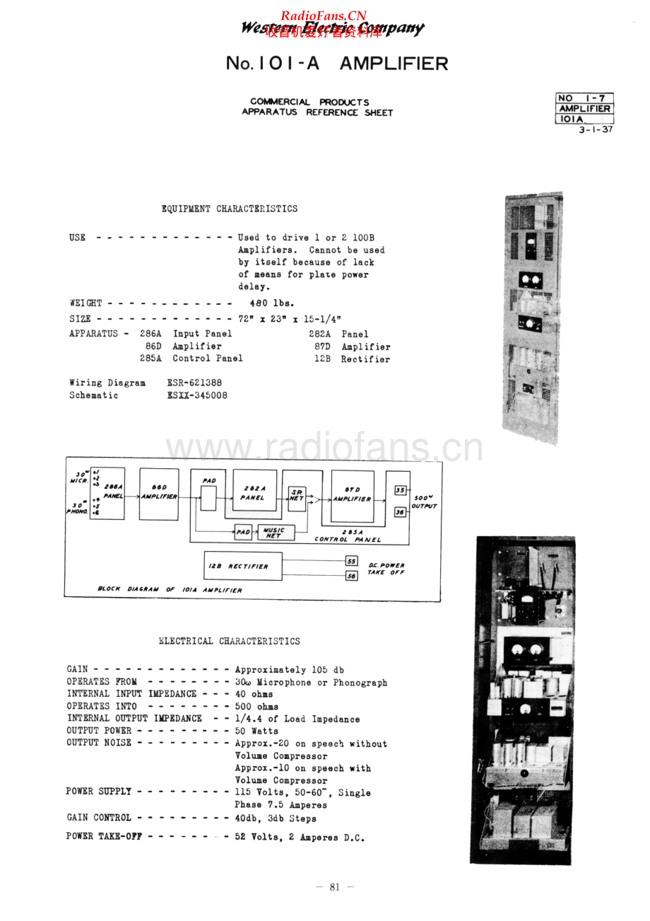 WesternElectric-101A-pwr-sch 维修电路原理图.pdf_第1页