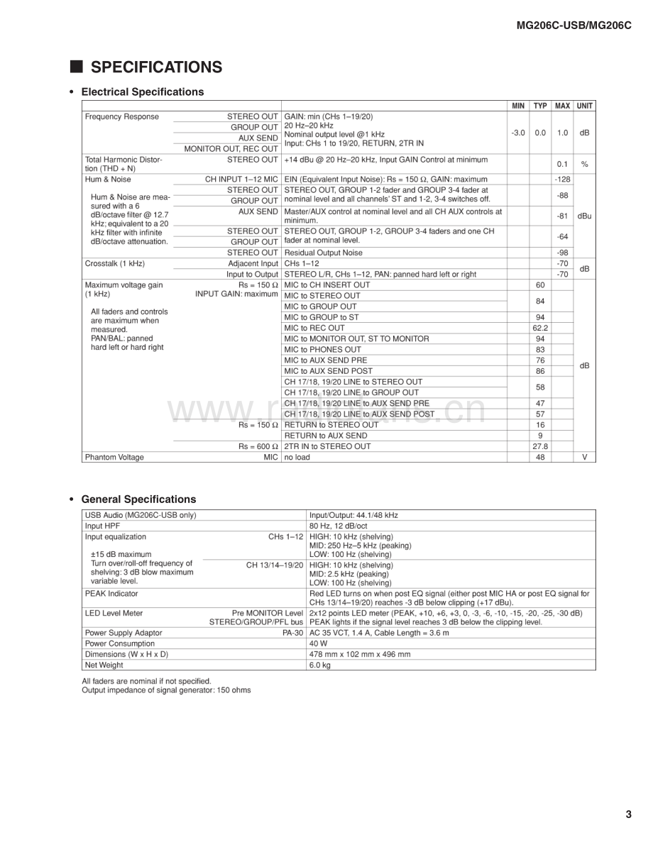 Yamaha-MG206-mix-sm 维修电路原理图.pdf_第3页