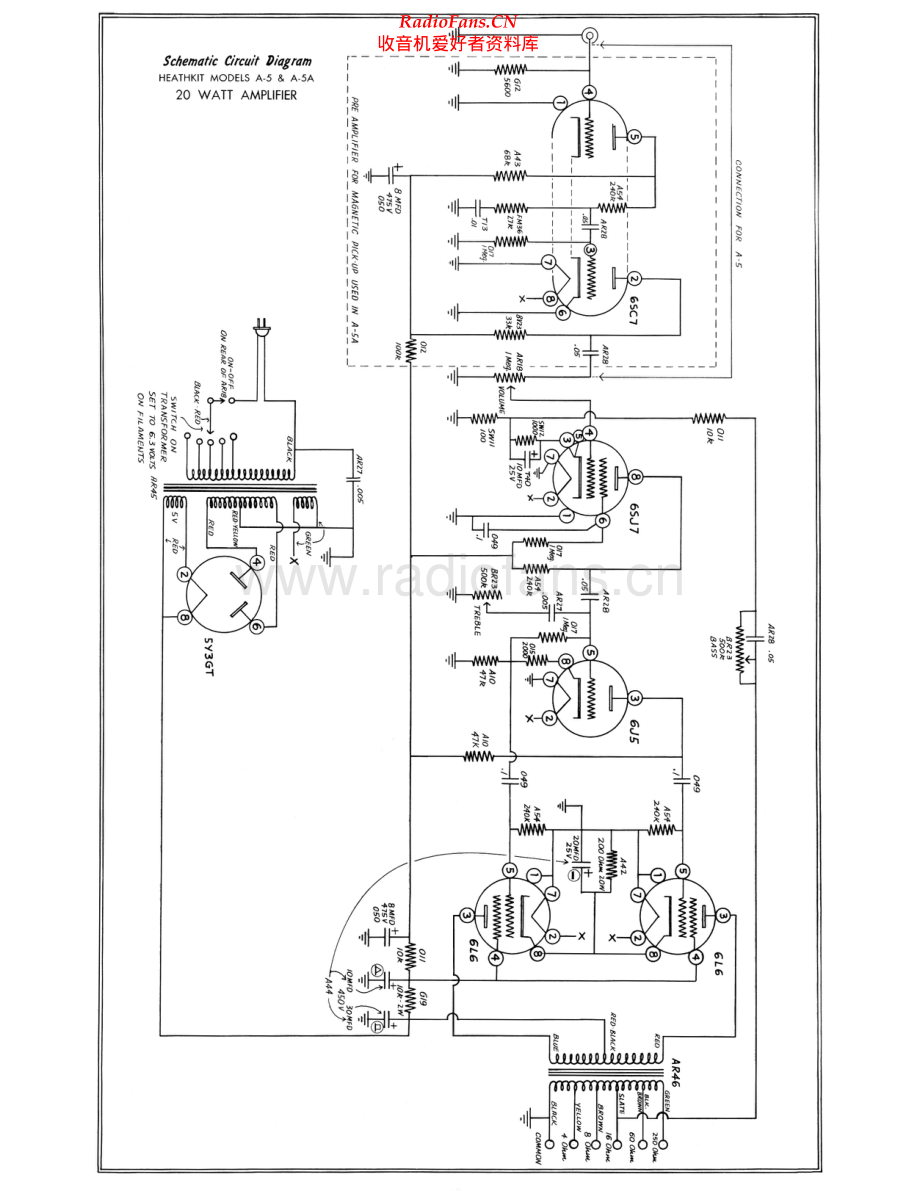 Heathkit-A5A-pwr-sch 维修电路原理图.pdf_第1页