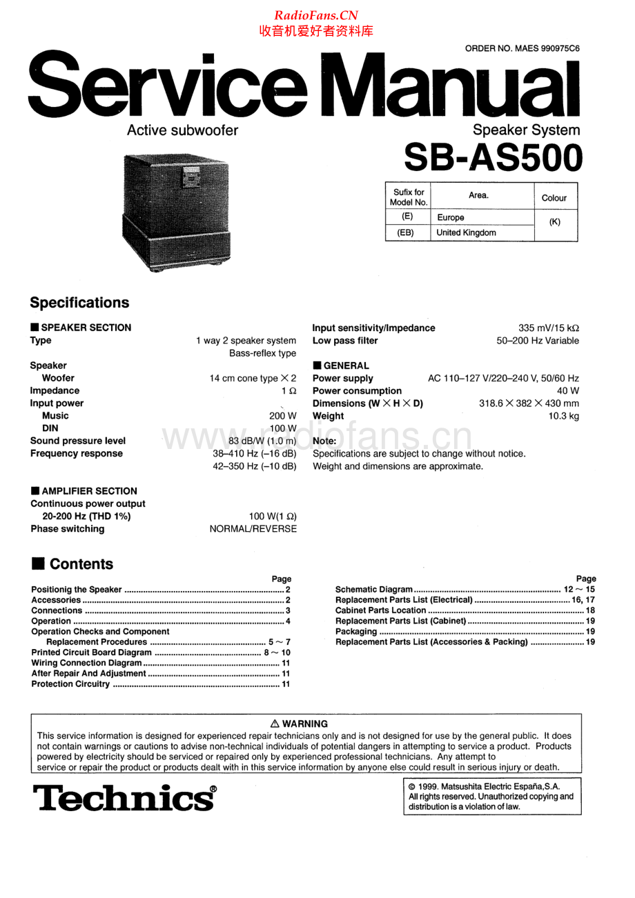 Technics-SBAS500-sub-sm 维修电路原理图.pdf_第1页