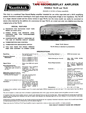 Heathkit-TA1M-tra-sm 维修电路原理图.pdf