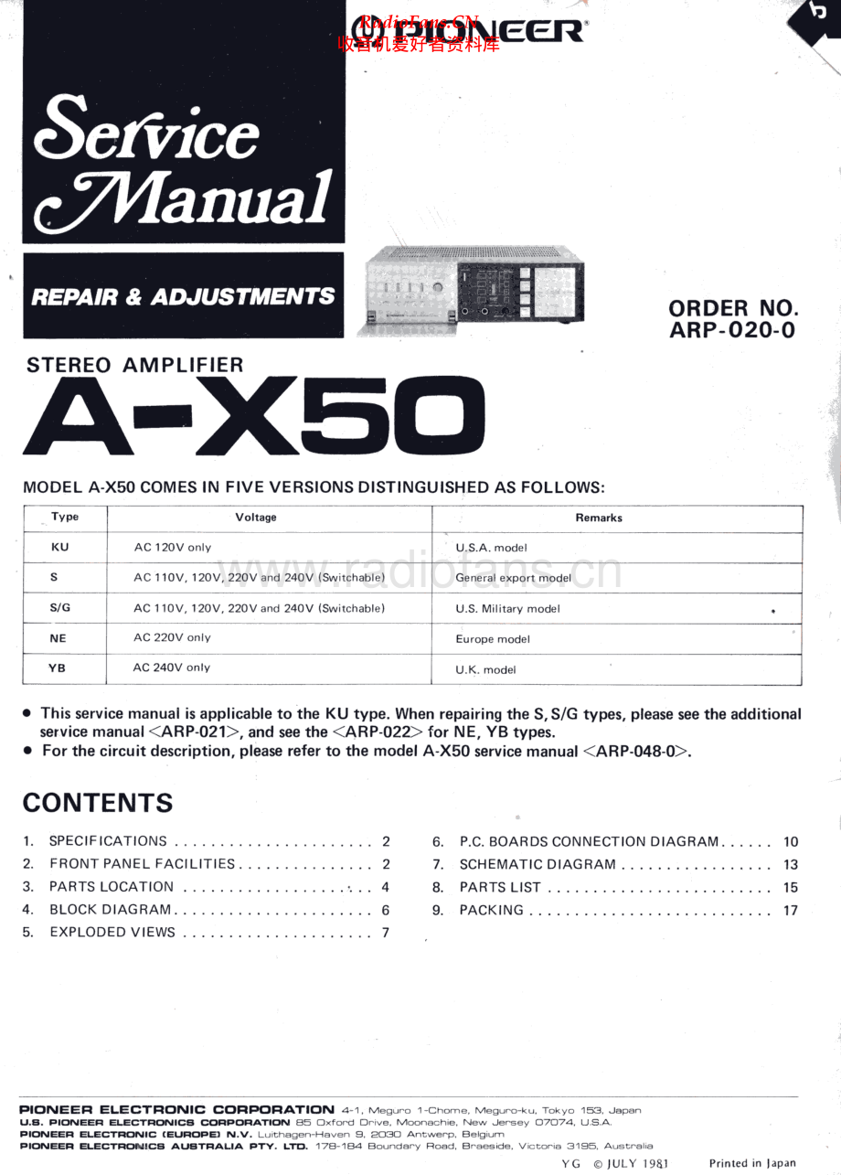 Pioneer-AX50-int-sch 维修电路原理图.pdf_第1页