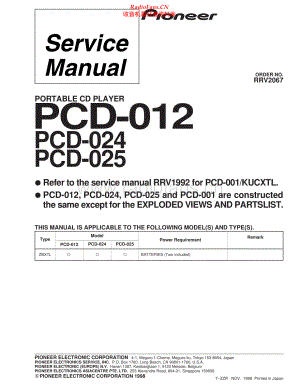 Pioneer-PCD012_PCD025-pcd-sm 维修电路原理图.pdf