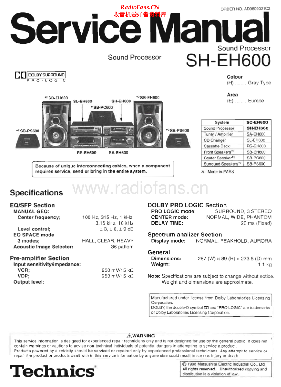 Technics-SHEH600-sp-sm 维修电路原理图.pdf_第1页