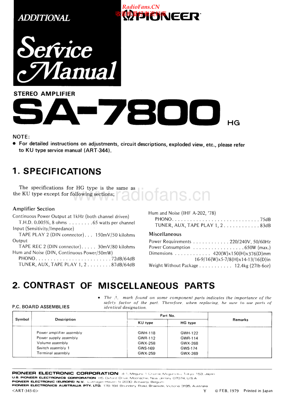 Pioneer-SA7800-int-asm 维修电路原理图.pdf_第1页