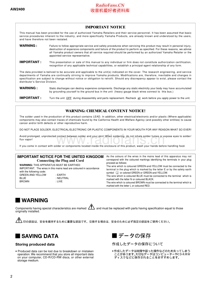 Yamaha-AW2400-aw-sm(1) 维修电路原理图.pdf_第2页