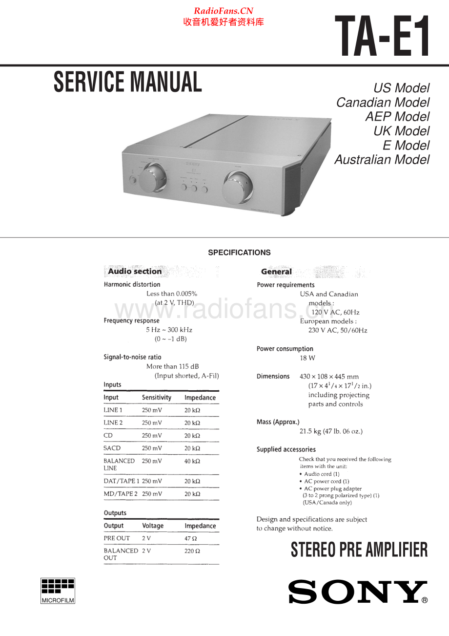 Sony-TAE1-pre-sm 维修电路原理图.pdf_第1页