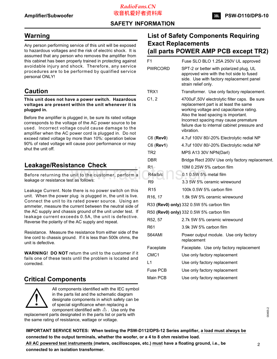 JBL-DPS12-sub-sm 维修电路原理图.pdf_第2页