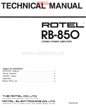 Rotel-RB850-pwr-sm 维修电路原理图.pdf