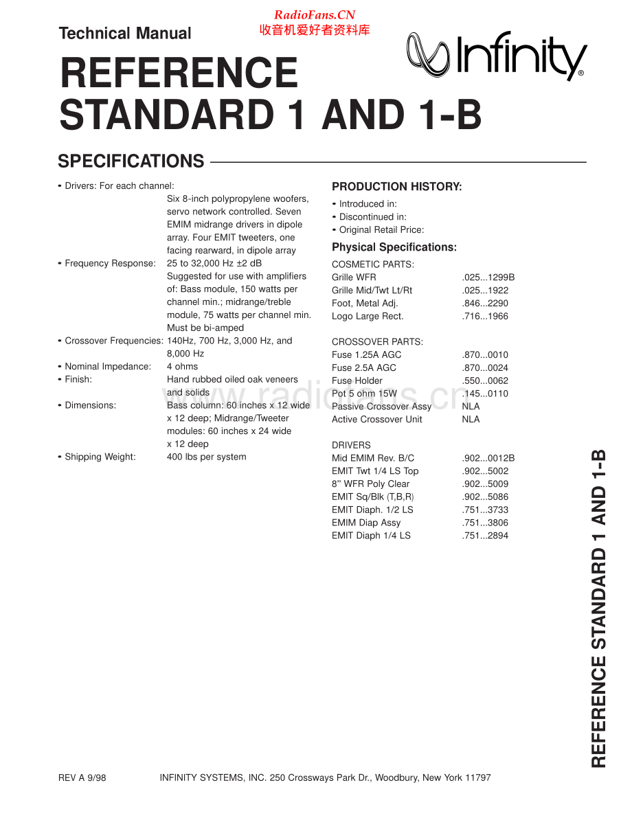 Infinity-ReferenceStandard1B-spk-sm 维修电路原理图.pdf_第1页