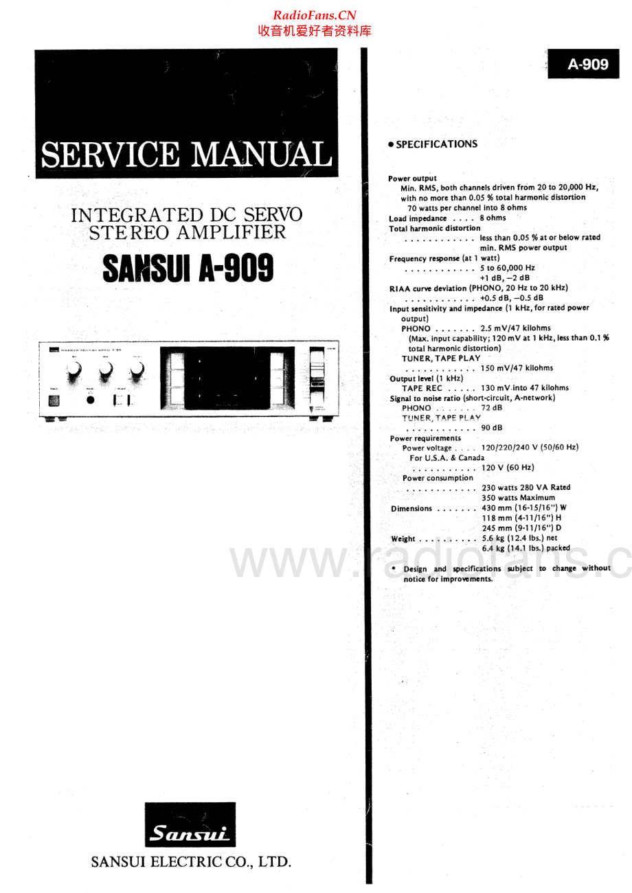 Sansui-A909-int-sm 维修电路原理图.pdf_第1页