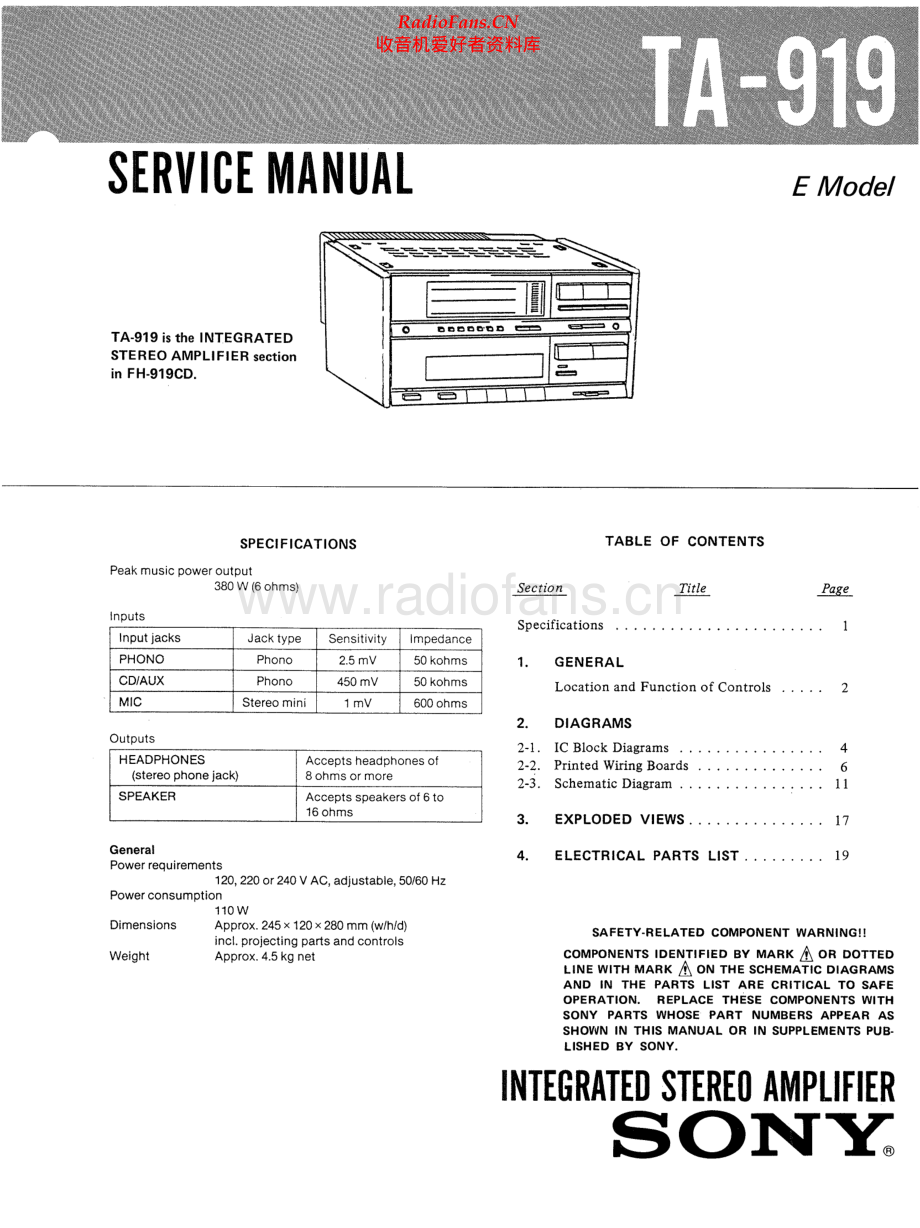 Sony-TA919-int-sm 维修电路原理图.pdf_第1页