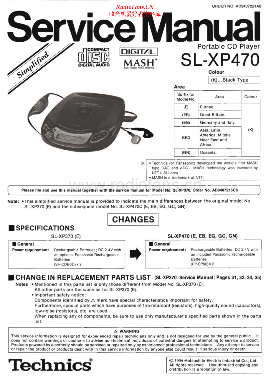 Technics-SLXP470-dm-sm(1) 维修电路原理图.pdf_第1页