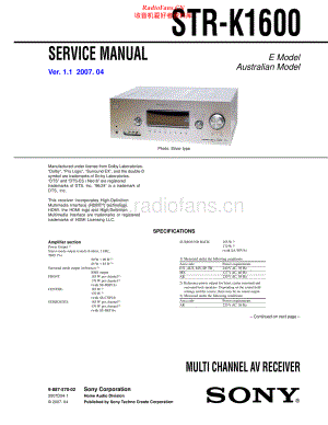 Sony-STRK1600-avr-sm 维修电路原理图.pdf