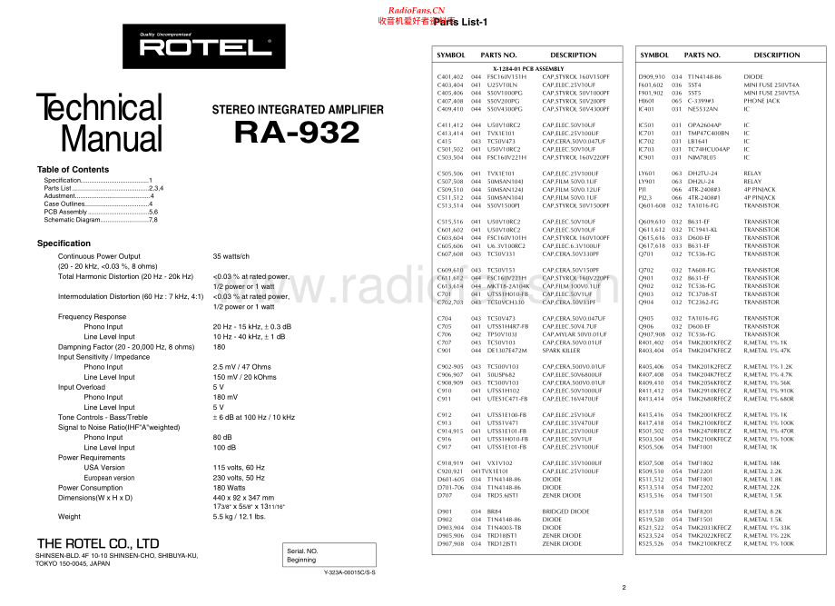 Rotel-RA932-int-sm 维修电路原理图.pdf_第1页