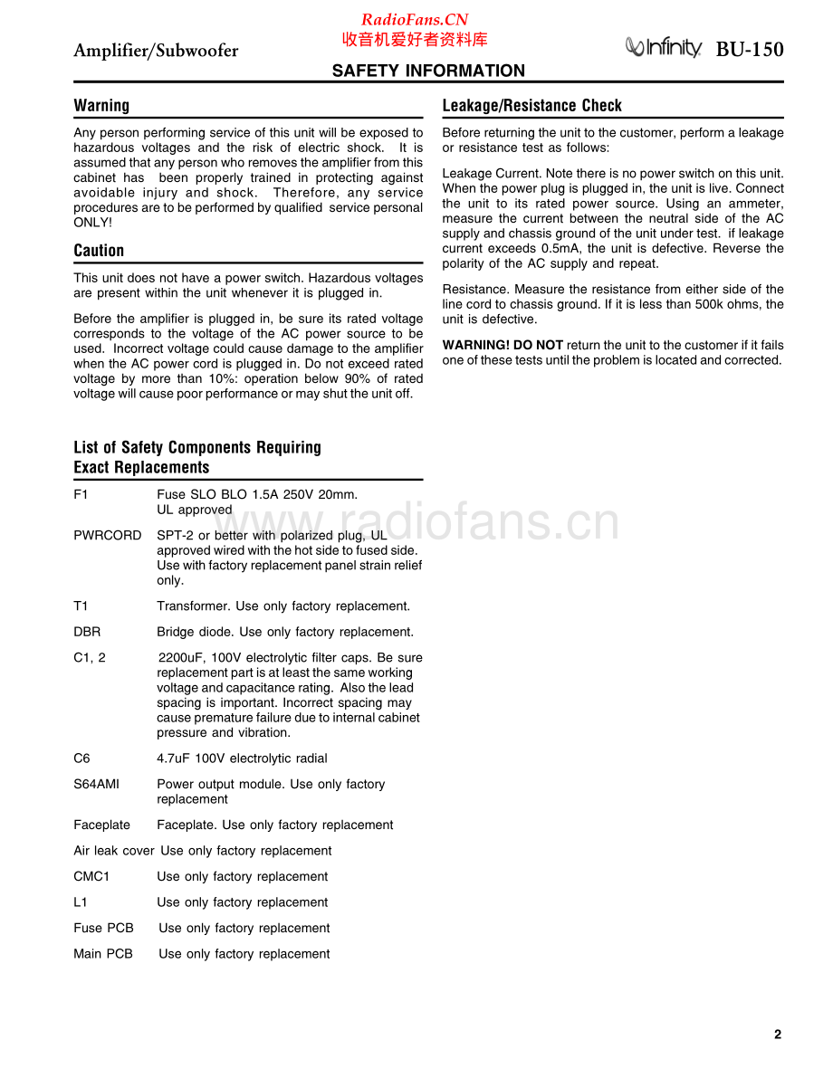 Infinity-BU150-sub-sm 维修电路原理图.pdf_第2页