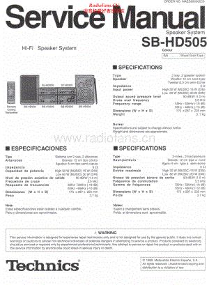 Technics-SBHD505-spk-sm 维修电路原理图.pdf