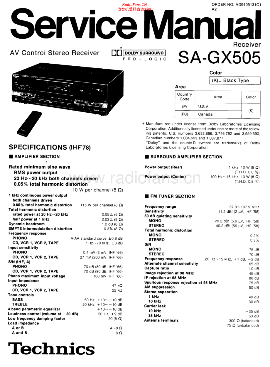 Technics-SAGX505-avr-sm 维修电路原理图.pdf_第1页