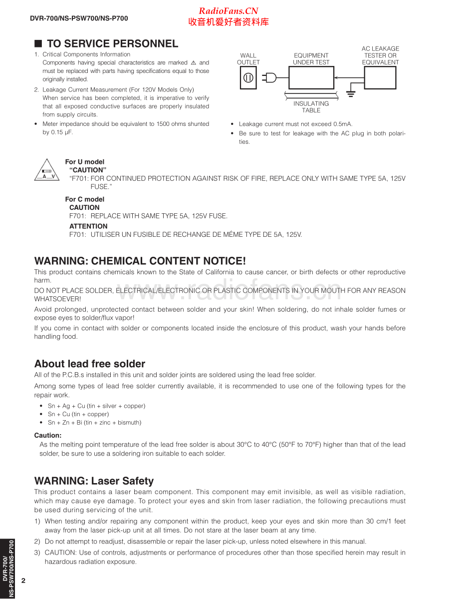 Yamaha-NSPSW700-hts-sm 维修电路原理图.pdf_第2页