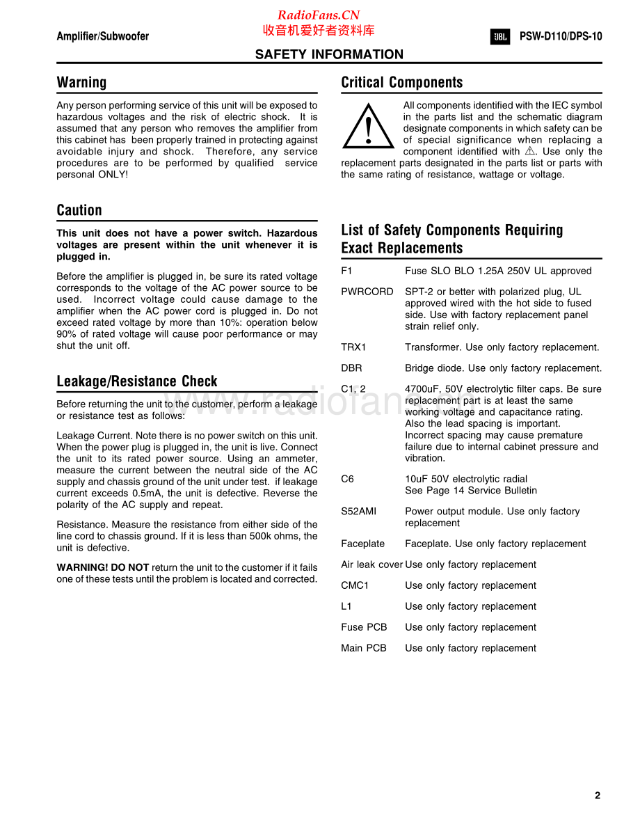 JBL-DPS10-sub-sm 维修电路原理图.pdf_第2页