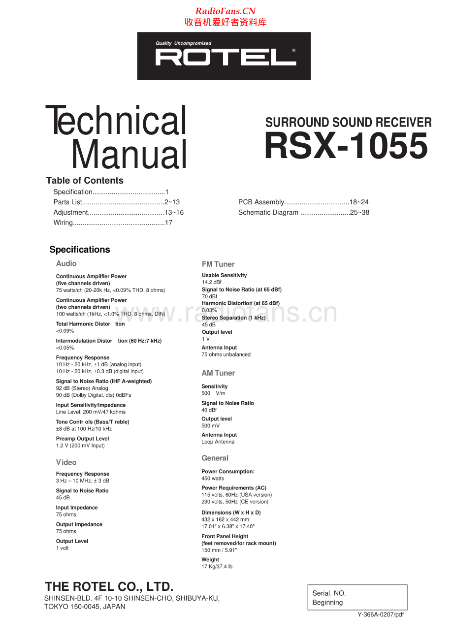 Rotel-RSX1055-ssr-sm 维修电路原理图.pdf_第1页