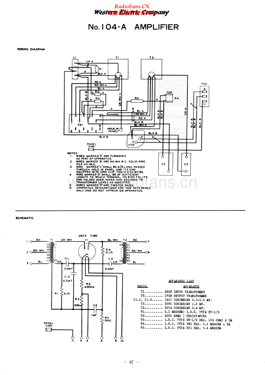 WesternElectric-104A-pwr-sch 维修电路原理图.pdf_第2页