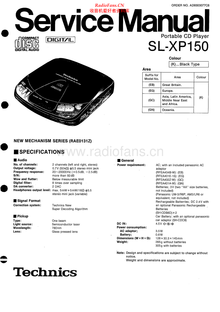 Technics-SLXP150-dm-sm(1) 维修电路原理图.pdf_第1页