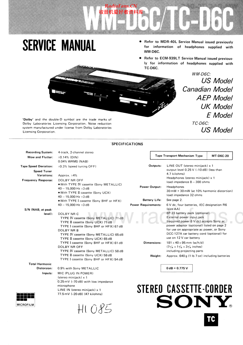 Sony-TCD6C-wm-sm 维修电路原理图.pdf_第1页