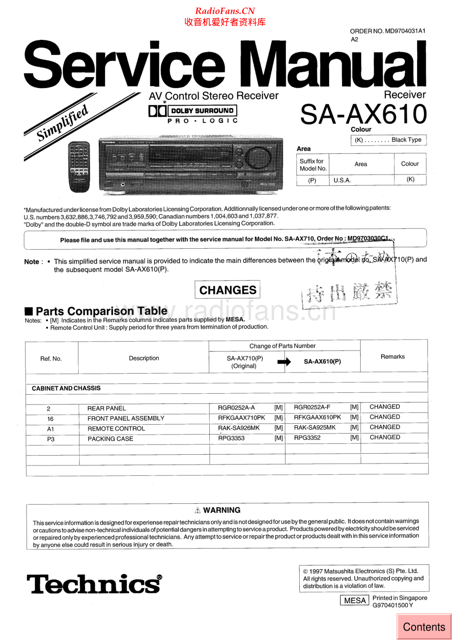 Technics-SAAX610-avr-sm 维修电路原理图.pdf_第1页