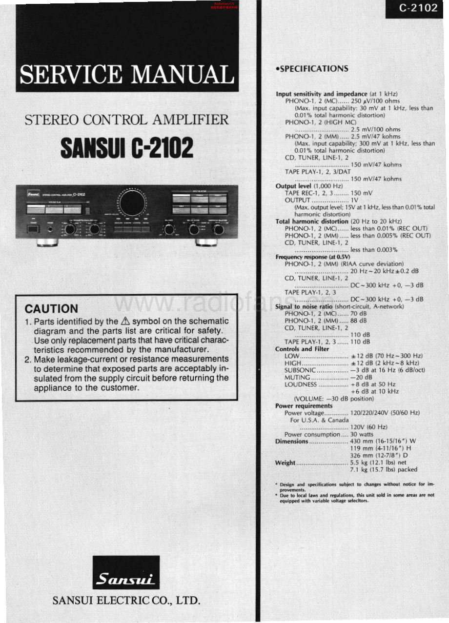 Sansui-C2102-pre-sm 维修电路原理图.pdf_第1页