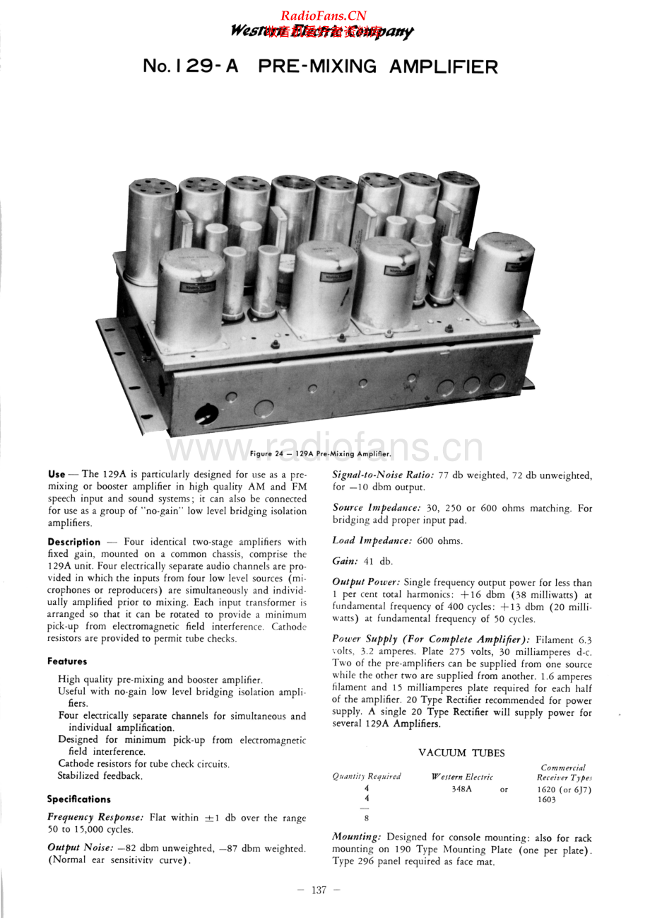 WesternElectric-129A-pre-sch 维修电路原理图.pdf_第1页