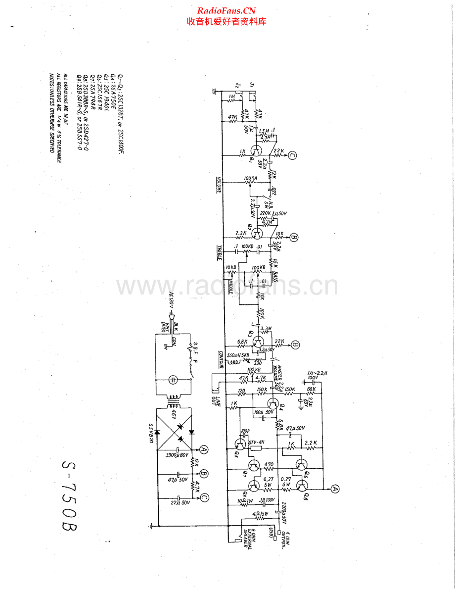 Univox-Stage750B-pwr-sch 维修电路原理图.pdf_第1页