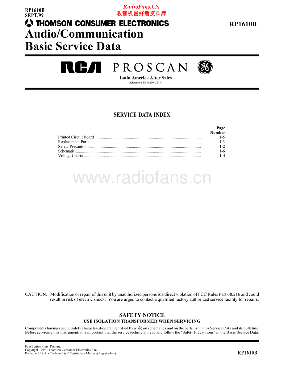 RCA-RP1610B-pr-sch 维修电路原理图.pdf_第1页