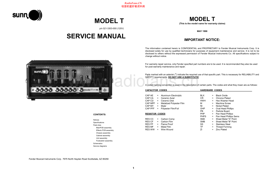 Sunn-ModelT-pwr-sm 维修电路原理图.pdf_第1页