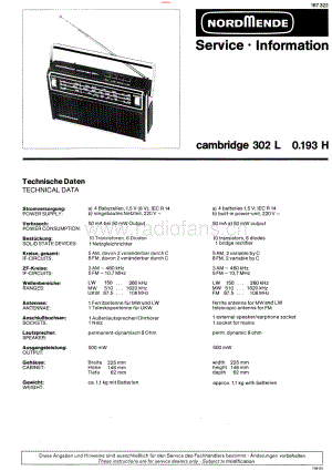 Nordmende-Cambridge302L-pr-sm 维修电路原理图.pdf