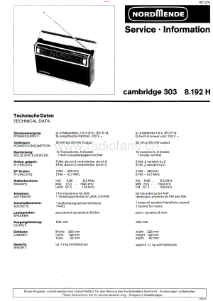 Nordmende-Cambridge303-pr-sm 维修电路原理图.pdf