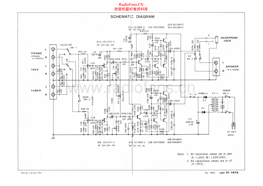 Realistic-SA100C-int-sch 维修电路原理图.pdf_第1页