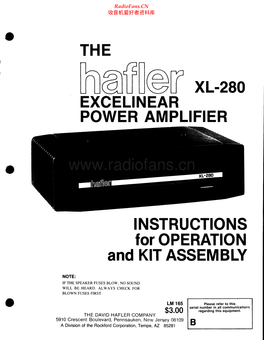 Hafler-XL280-pwr-sm维修电路原理图.pdf_第1页