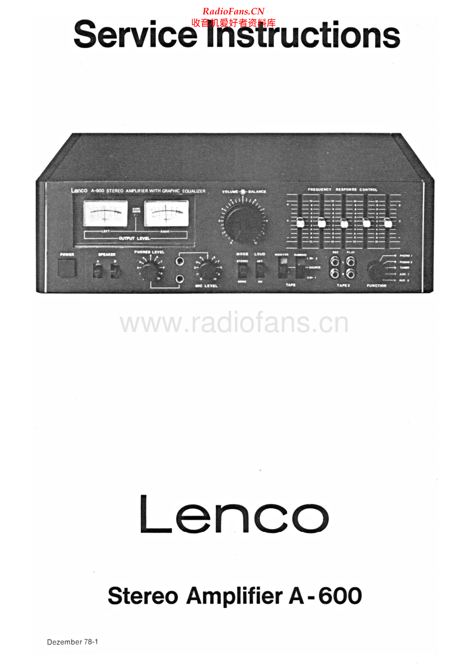 Lenco-A600-int-sm 维修电路原理图.pdf_第1页