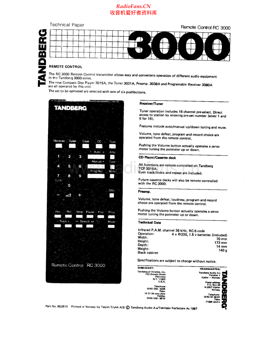 Tandberg-RC3000-rem-sm 维修电路原理图.pdf_第1页