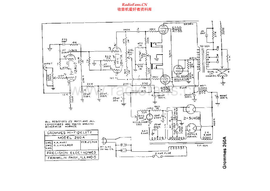 Grommes-260BA-pwr-sch维修电路原理图.pdf_第1页