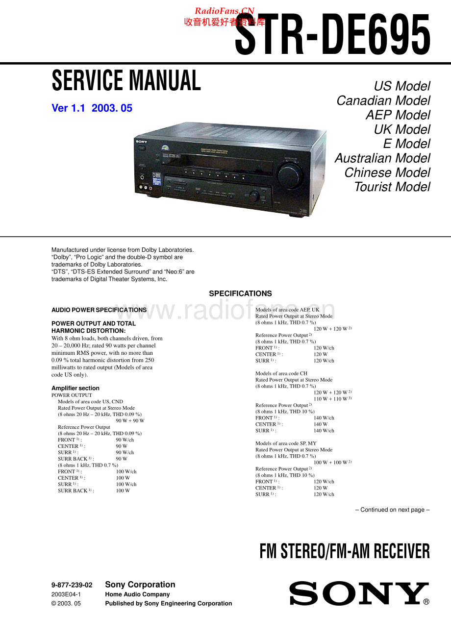 Sony-STRDE695-rec-sm 维修电路原理图.pdf_第1页