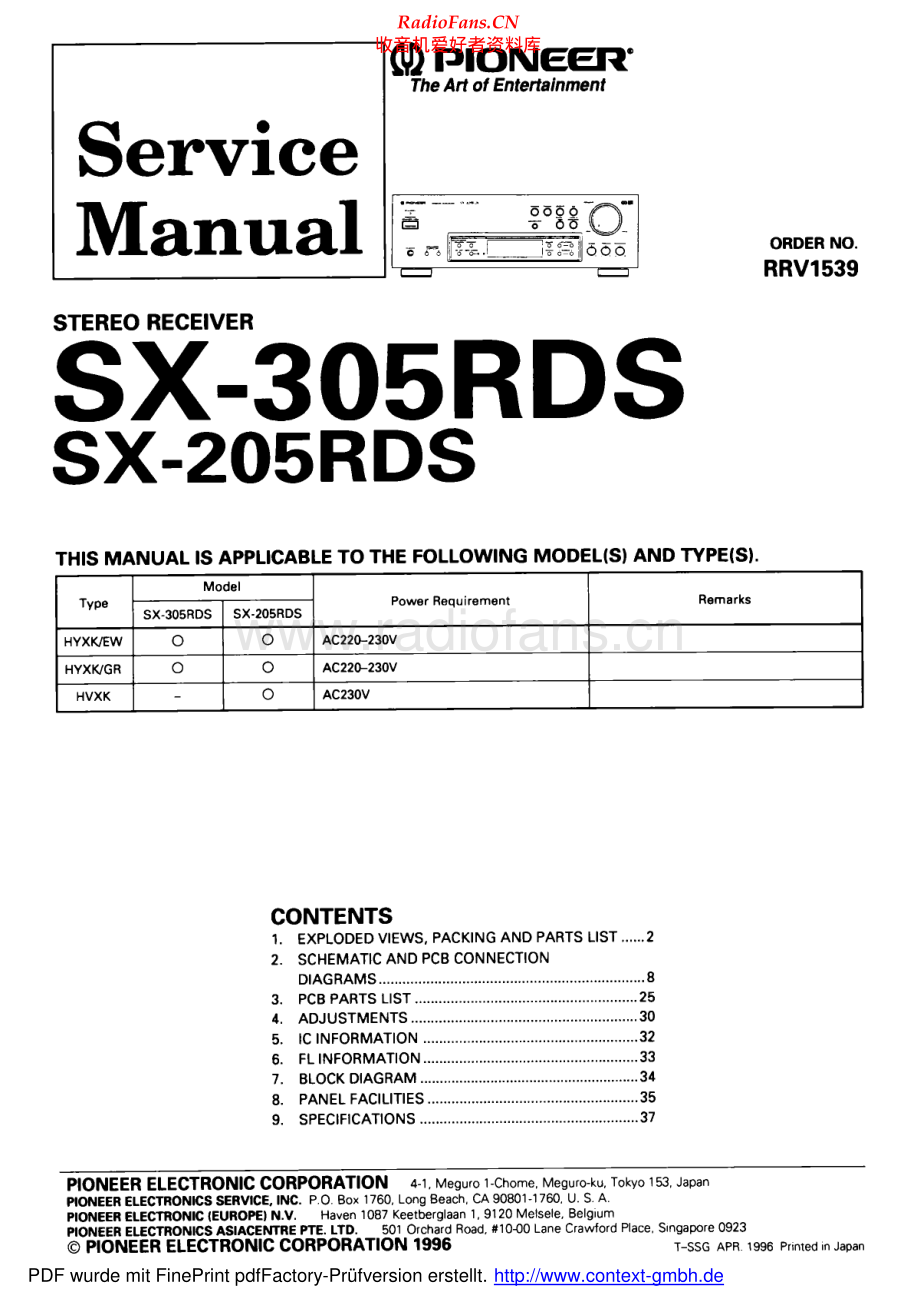 Pioneer-SX305RDS-rec-sm 维修电路原理图.pdf_第1页