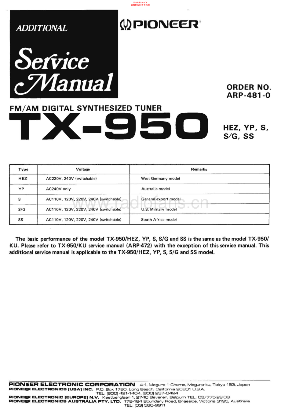 Pioneer-TX950-tun-asm 维修电路原理图.pdf_第1页